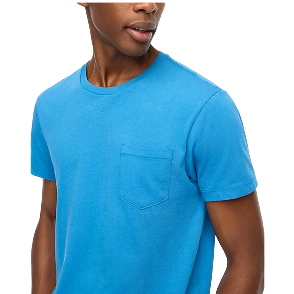 NWT J. Crew Men's Mediterranean Blue Cotton Washed Jersey Pocket Tee